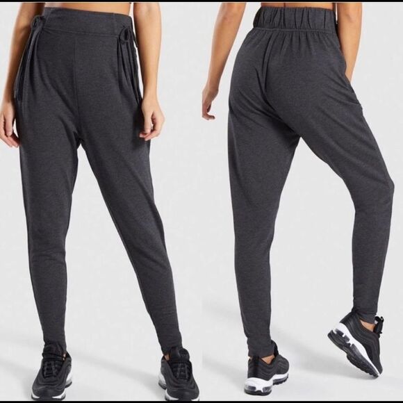 GymShark XS Slounge Cinched Joggers Gray High Waist - Picture 2 of 5